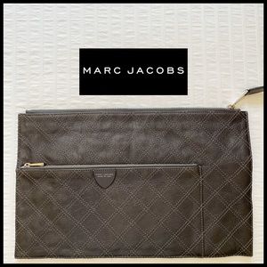 Marc Jacobs Slate Grey Leather Stitched Clutch. 🆕